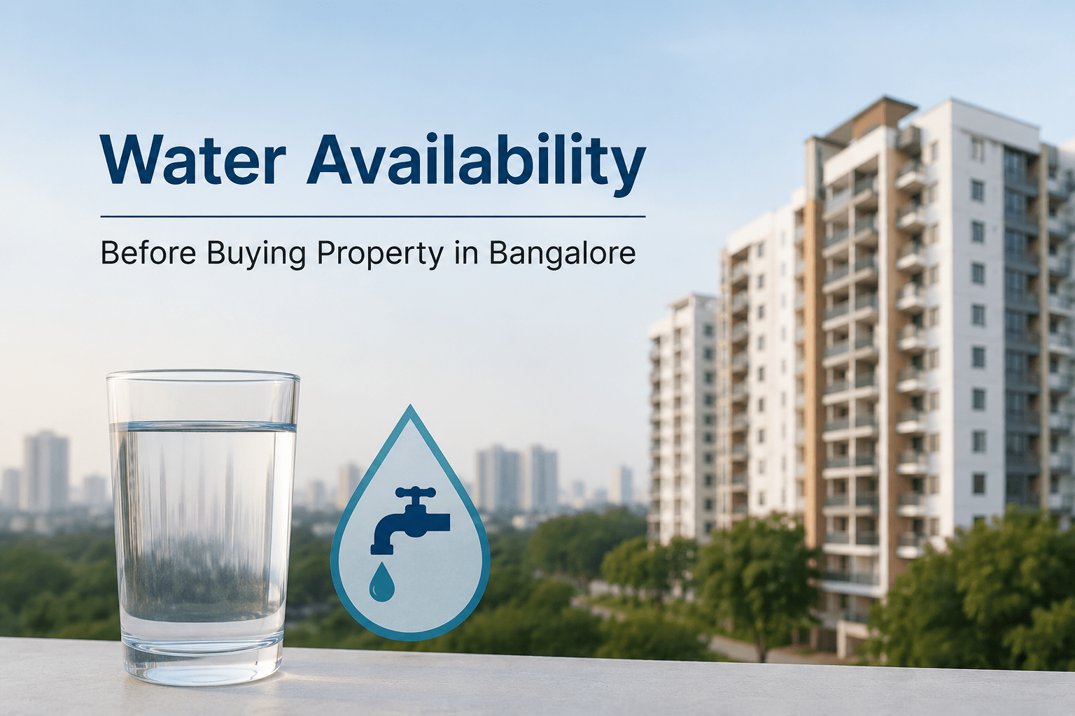 Water availability before buying property in Bangalore with residential apartments and water supply concept